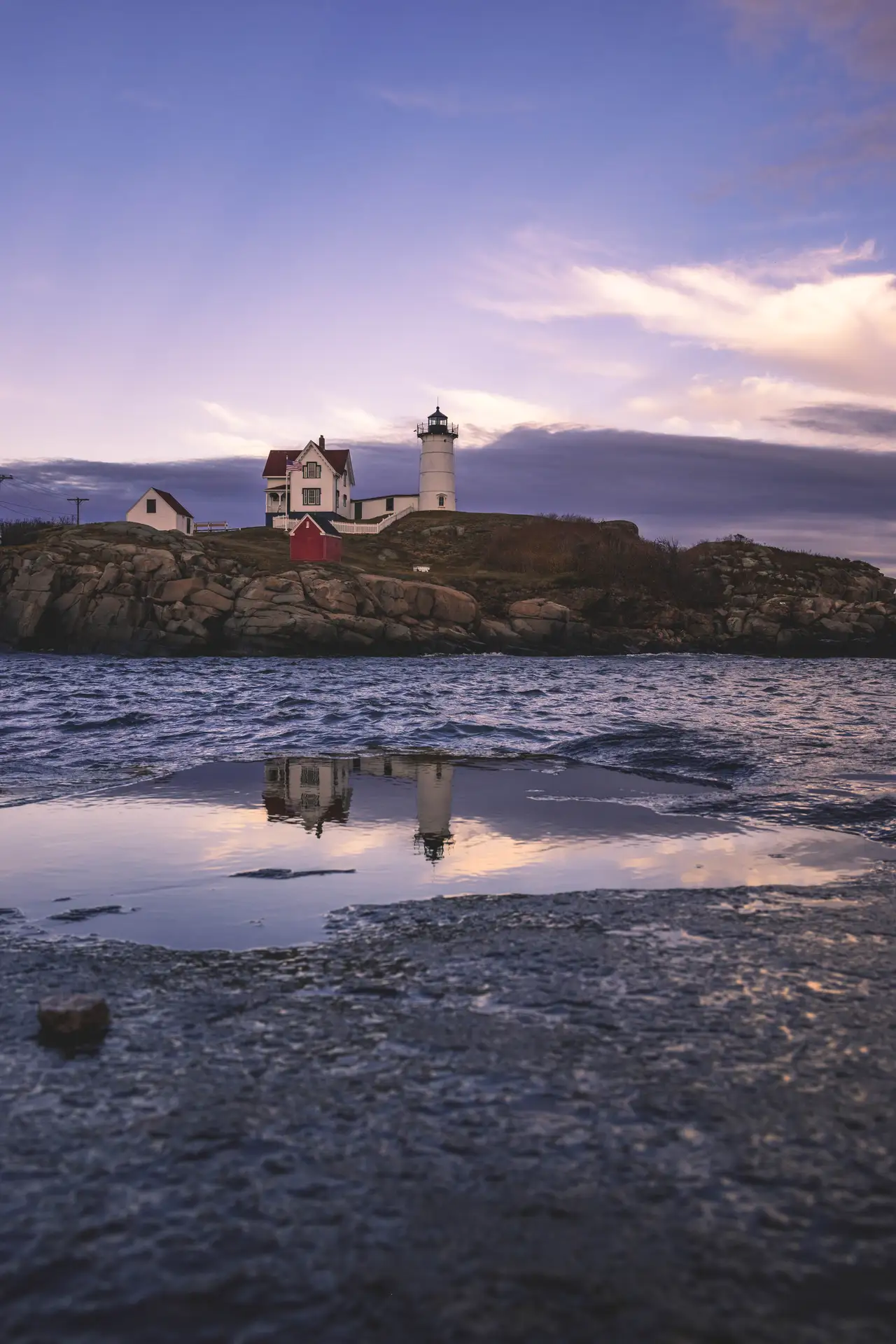 Fine-art photograph, “Nubble Lighthouse, Cape Neddick, Forest Hush - 5M2A2659.JPG,” from the Maine collection.