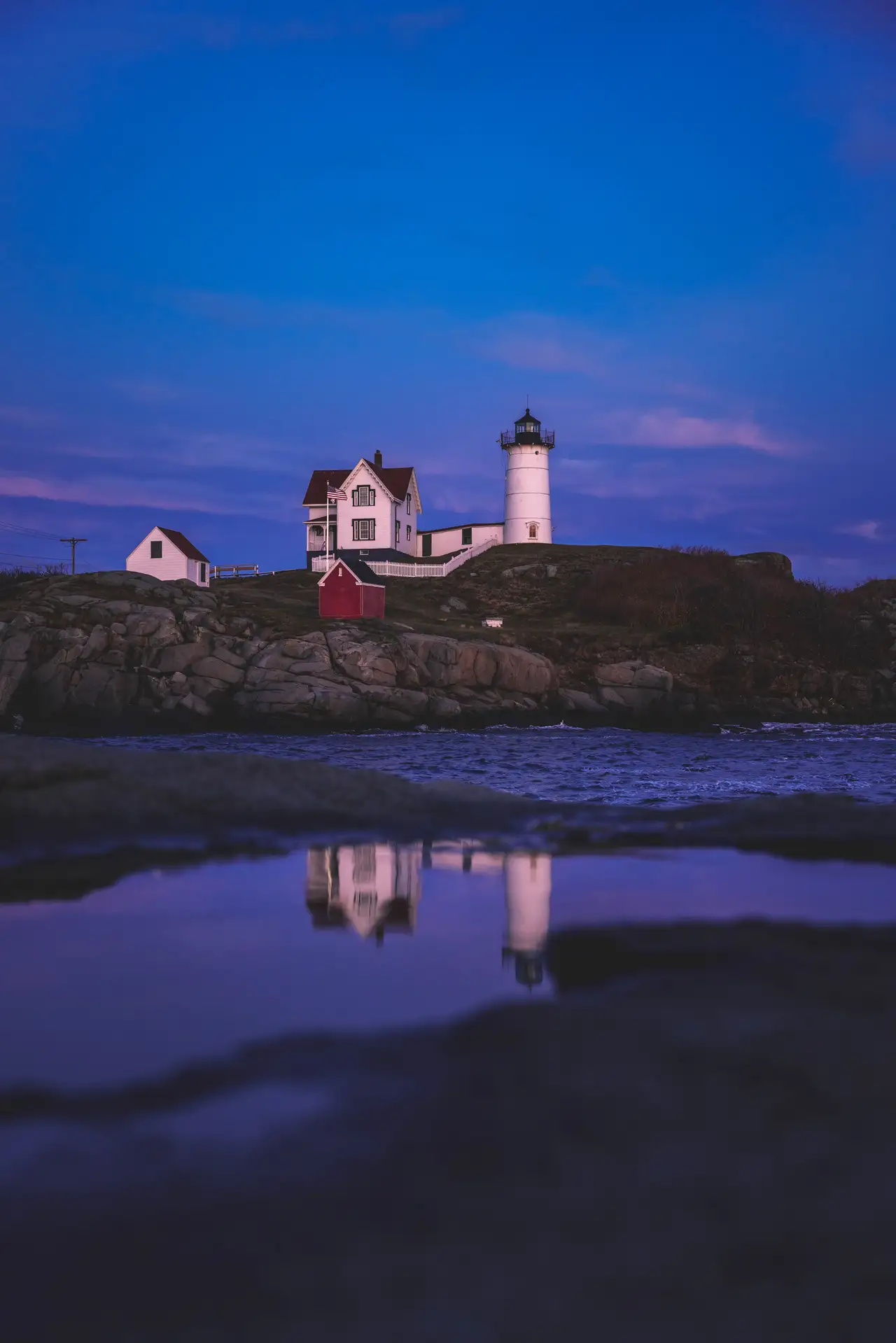 Fine-art photograph, “Nubble Lighthouse, Cape Neddick, Quiet Distance - 5M2A2849.JPG,” from the Maine collection.