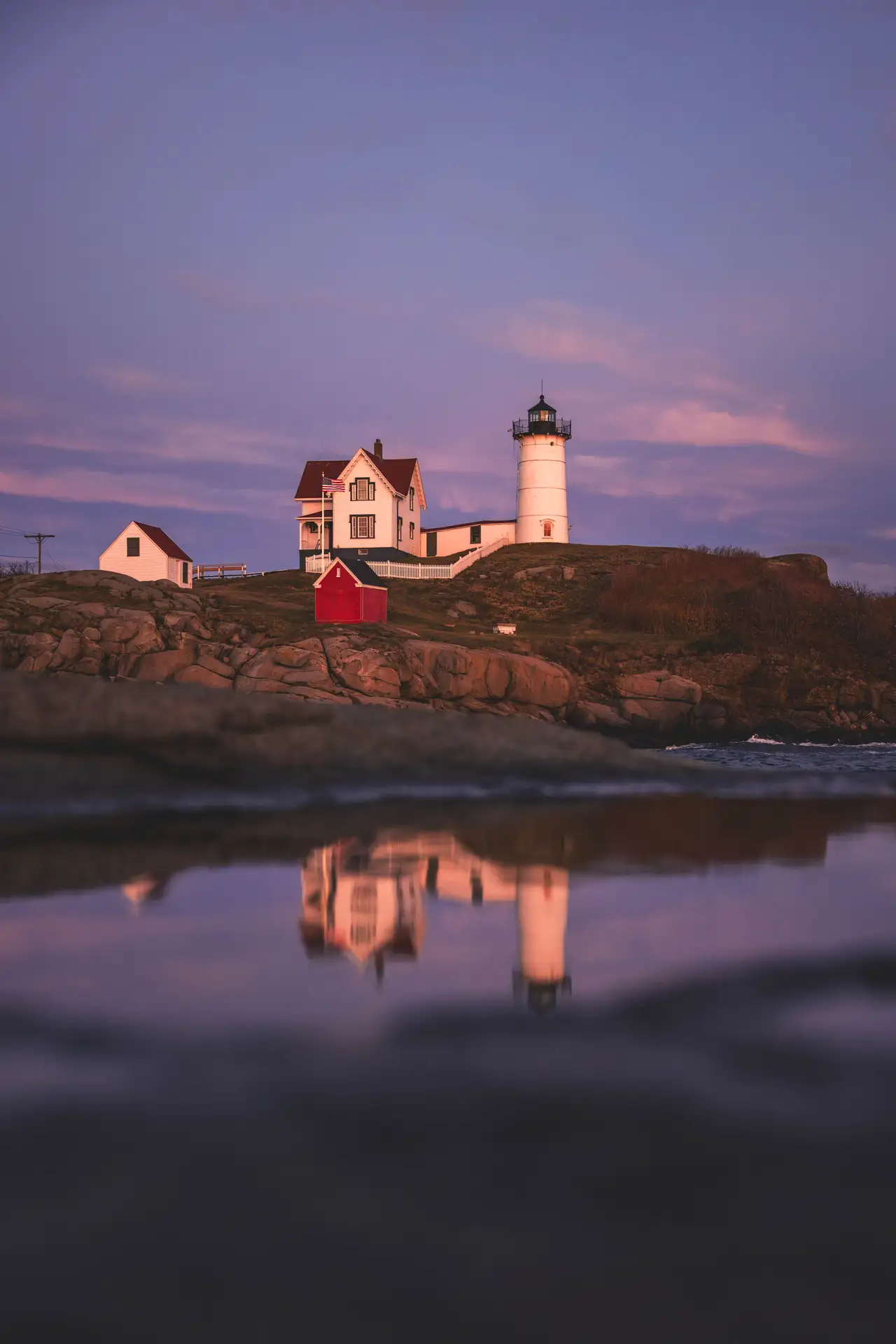 Fine-art photograph, “Nubble Lighthouse, Cape Neddick, Forest Hush - 5M2A2850.JPG,” from the Maine collection.