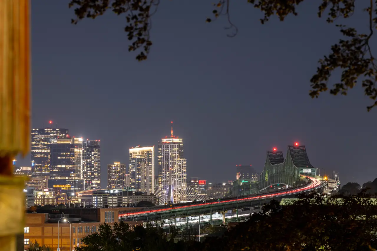 Fine-art photograph, “Boston Skyline Beyond the Bridge at Night - 5M2A0966.JPG,” from the Massachusetts - Boston collection.