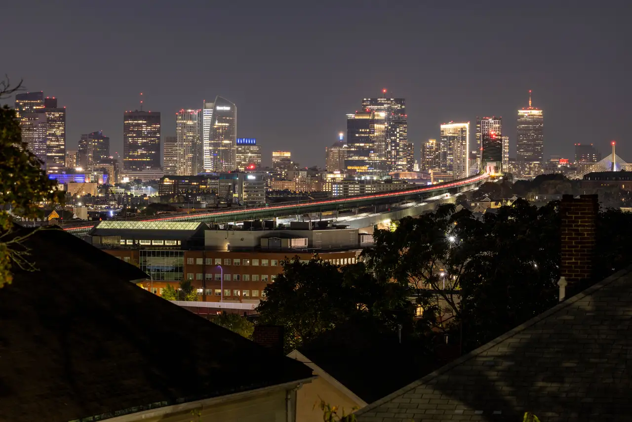 Fine-art photograph, “Boston Skyline Over the Rail Bridge - 5M2A0974.JPG,” from the Massachusetts - Boston collection.