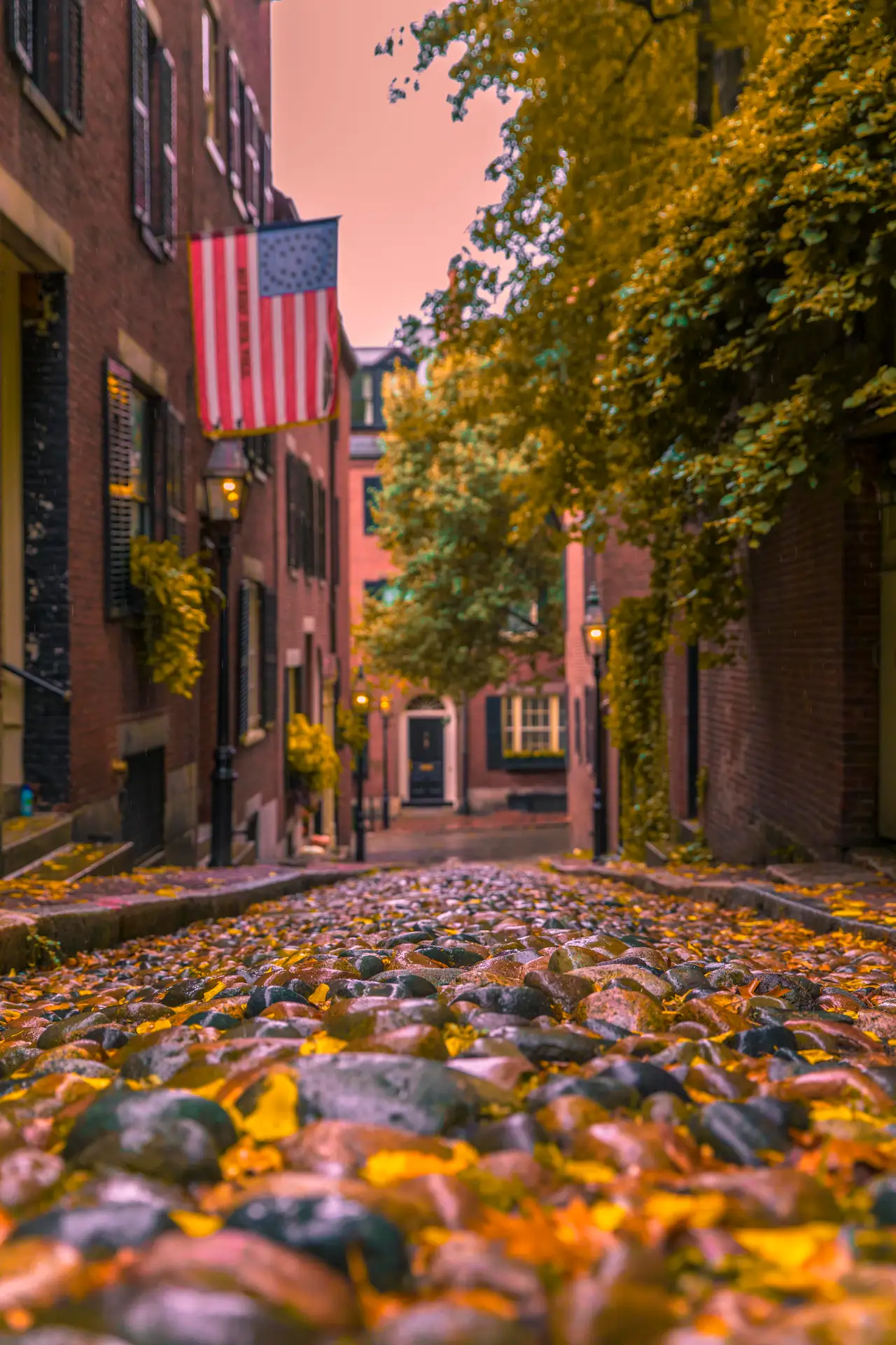 Fine-art photograph, “Beacon Hill Cobblestones After Rain - 5DM44245.JPG,” from the Massachusetts - Boston collection.