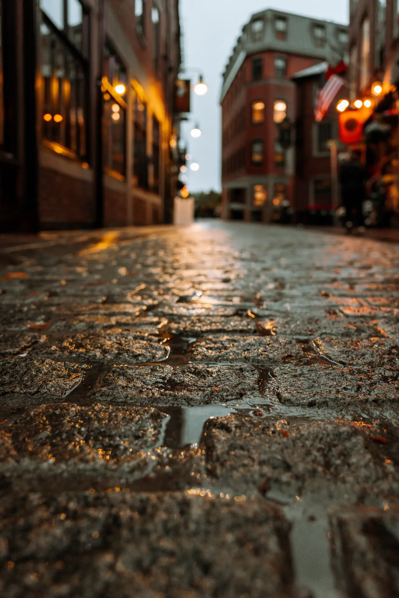 Fine-art photograph, “Rainy Boston Cobblestones - 5M2A2392.JPG,” from the Massachusetts - Boston collection.