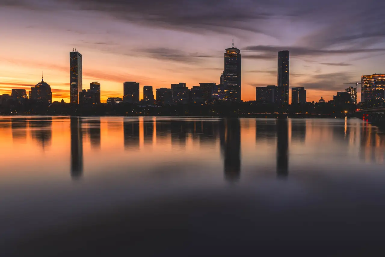 Fine-art photograph, “Boston Skyline Reflected on the Charles River, City in Motion - 5M2A2460.JPG,” from the Massachusetts - Boston collection.