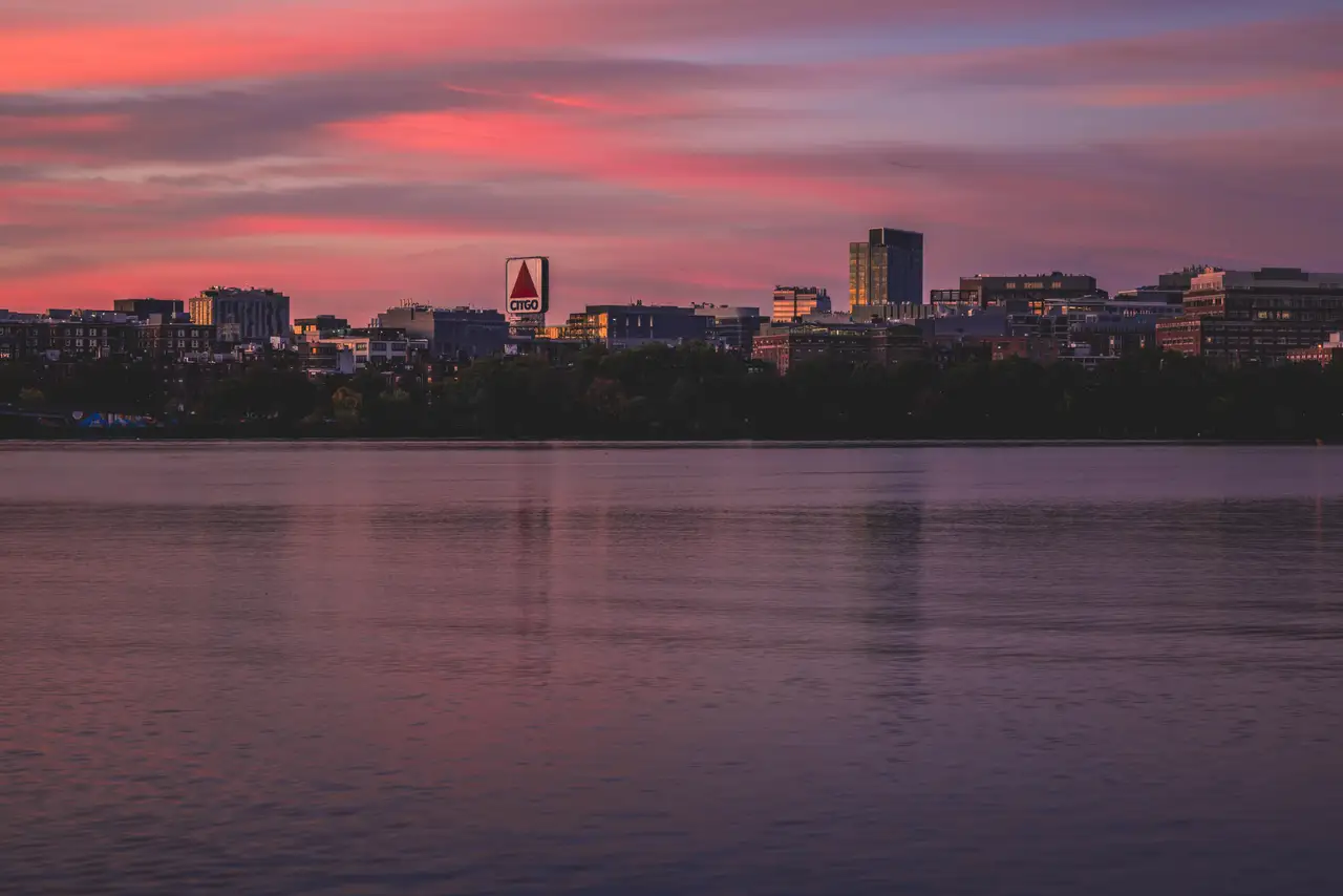 Fine-art photograph, “Boston Skyline in Pink Twilight - 5M2A2572.JPG,” from the Massachusetts - Boston collection.