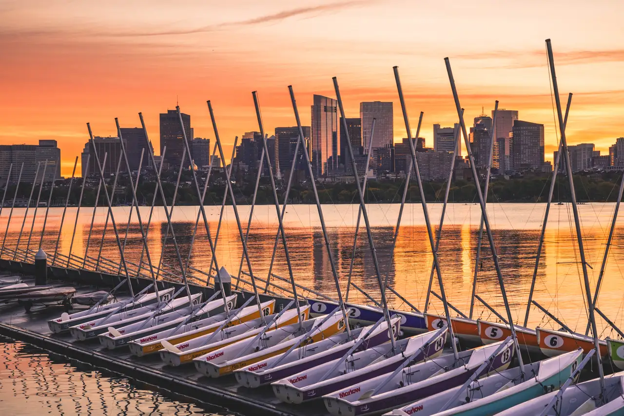 Fine-art photograph, “Boston Bridge and Skyline at Blue Hour, Steel and Water - 5M2A2584.JPG,” from the Massachusetts - Boston collection.