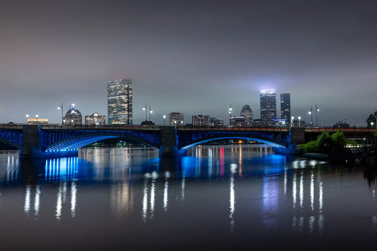 Fine-art photograph, “Boston Bridge Reflections at Blue Hour - _FIV4775.JPG,” from the Massachusetts - Boston collection.