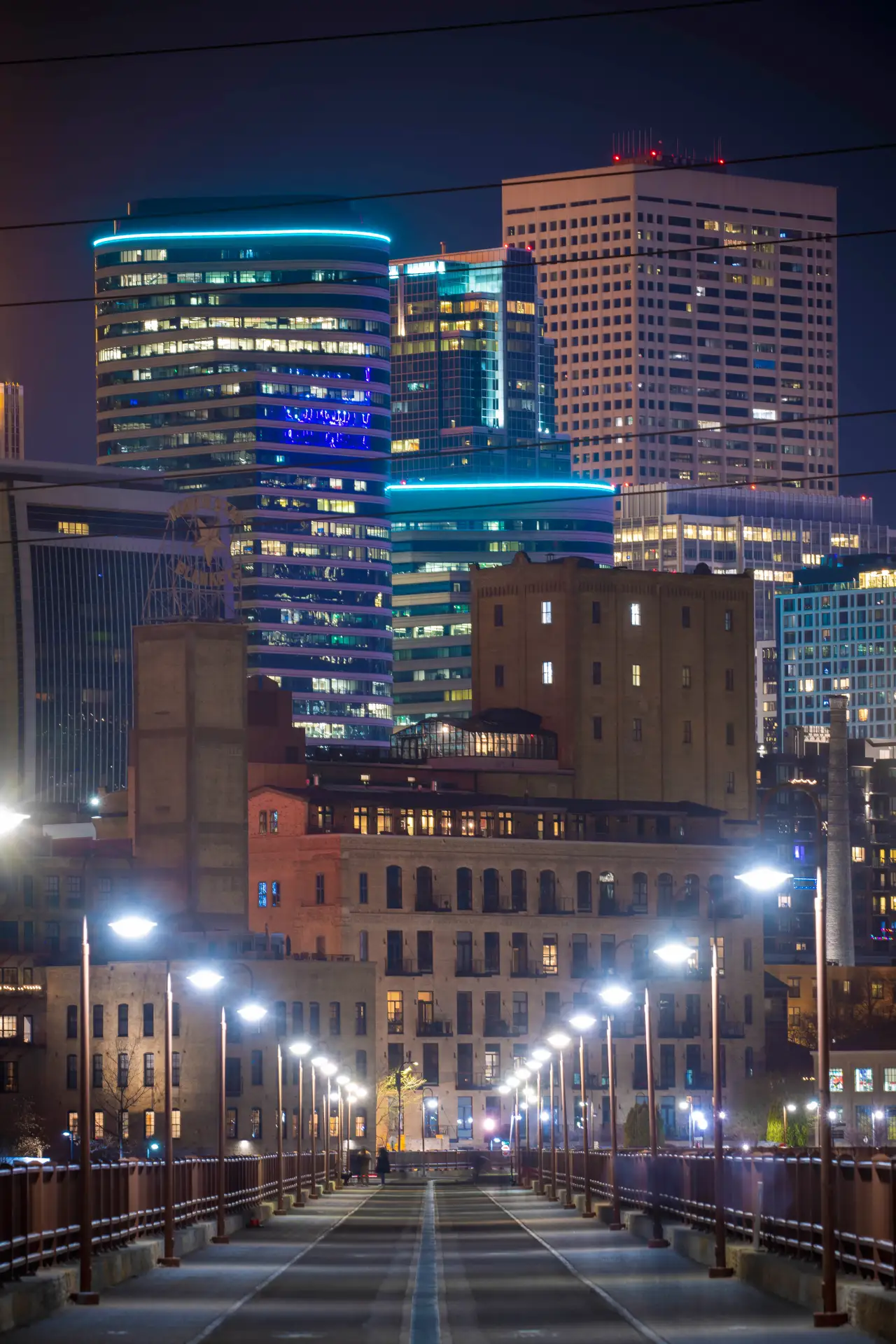 Fine-art photograph, “Downtown Minneapolis at Night, Glass Horizon - RFIV8624.JPG,” from the Minnesota collection.