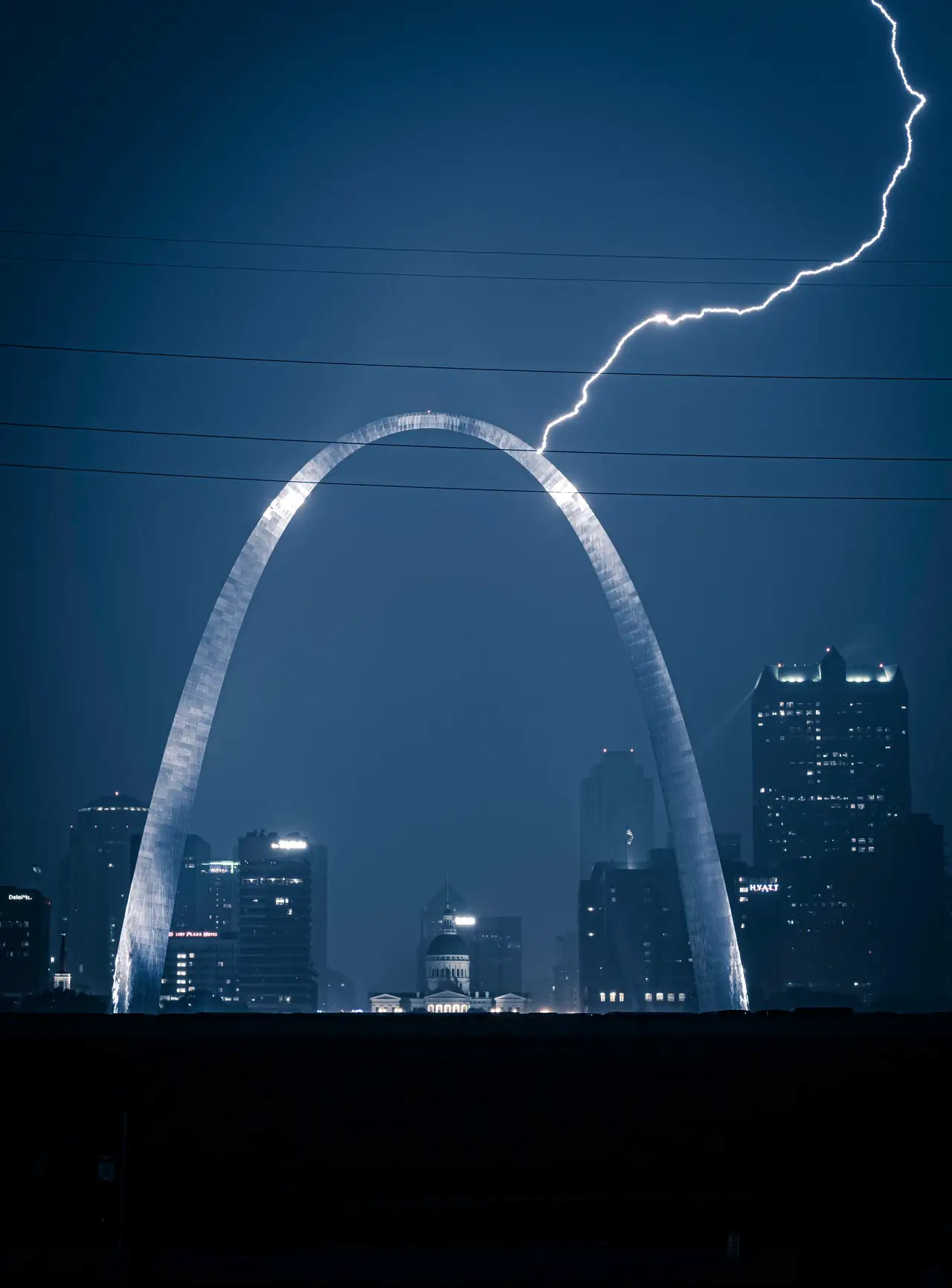 Fine-art photograph, “St. Louis Skyline at Sunset, Last Train Home - 5DM41909.JPG,” from the Missouri collection.
