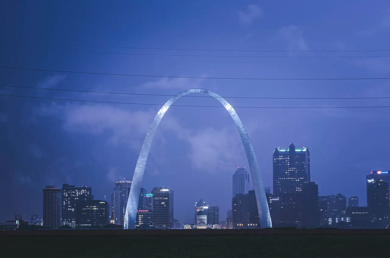 Fine-art photograph, “St. Louis Skyline at Blue Hour - 5DM41935.JPG,” from the Missouri collection.