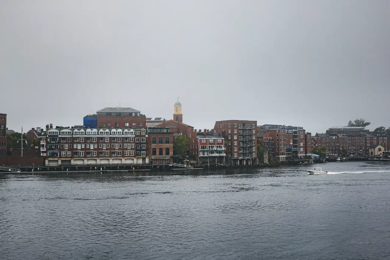 Fine-art photograph, “Portsmouth Waterfront and Harbor Buildings on a Rainy Day - RFIV1000.JPG,” from the New Hampshire collection.