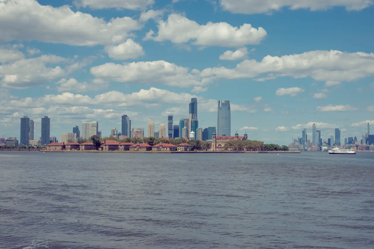 Fine-art photograph, “Jersey City Skyline, Colgate Clock, and Lower Manhattan Beyond the Hudson - RFIV5626.JPG,” from the New Jersey collection.