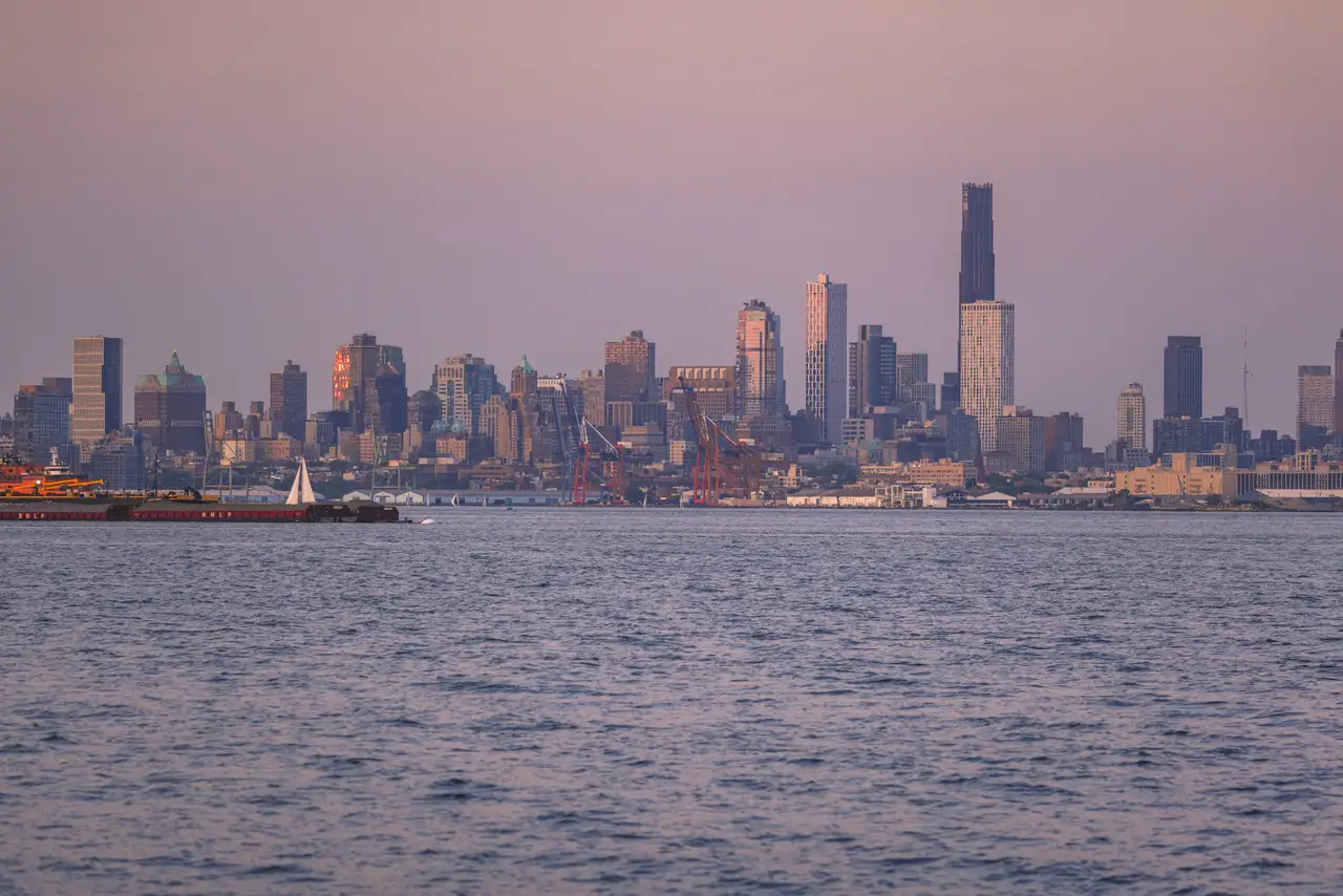 Fine-art photograph, “Downtown Brooklyn and The Brooklyn Tower Across New York Harbor - RFIV9289.JPG,” from the New York City collection.