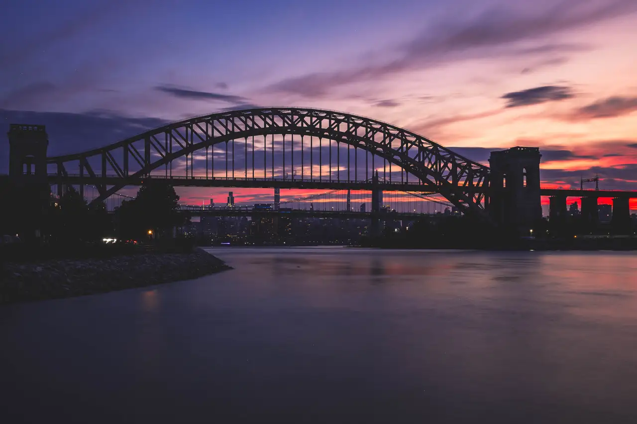 Fine-art photograph, “New York City Arch Bridge at Sunset - _FIV0519.JPG,” from the New York City collection.