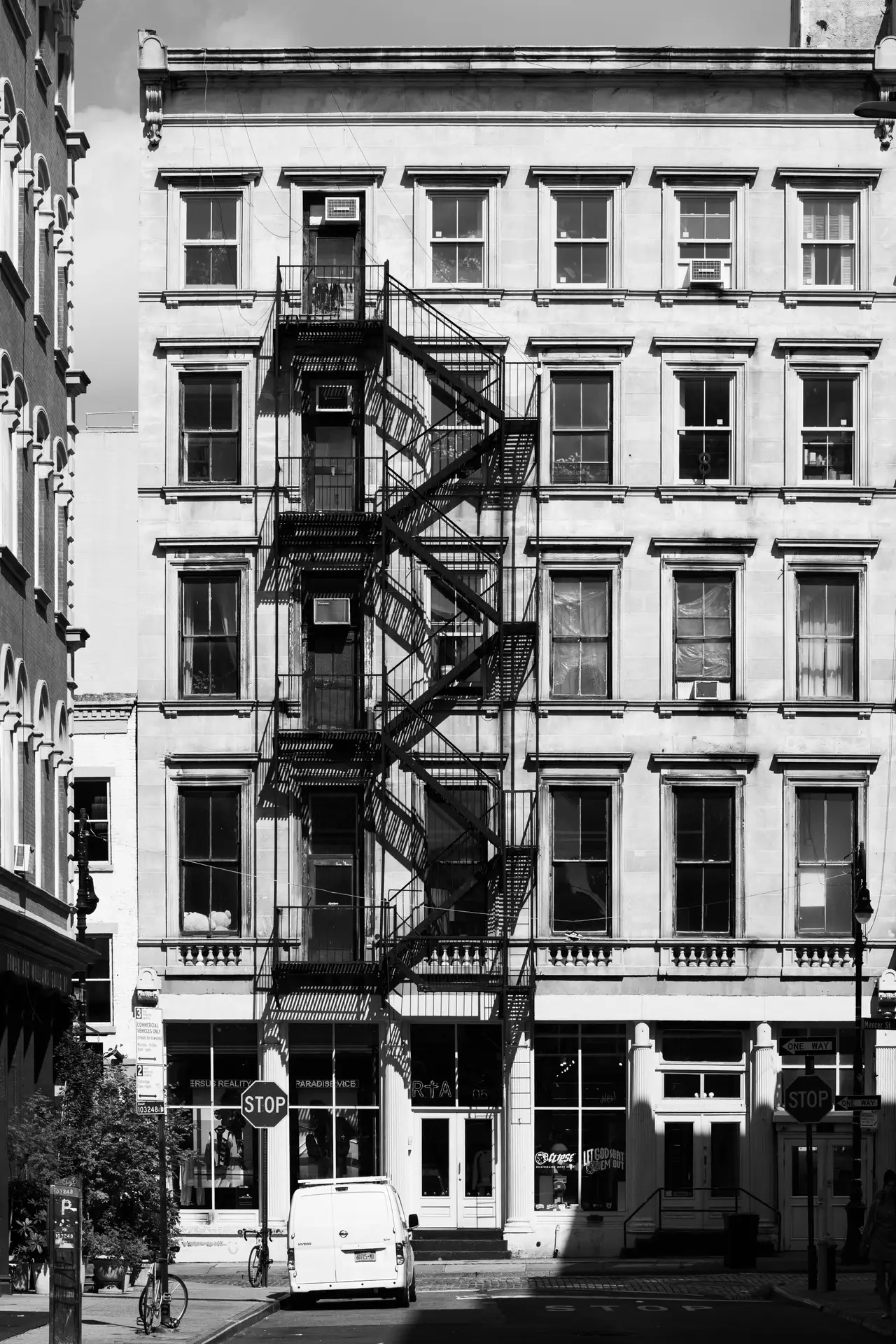 Fine-art photograph, “Manhattan Fire Escapes in Black and White - _FIV4424.JPG,” from the New York City collection.
