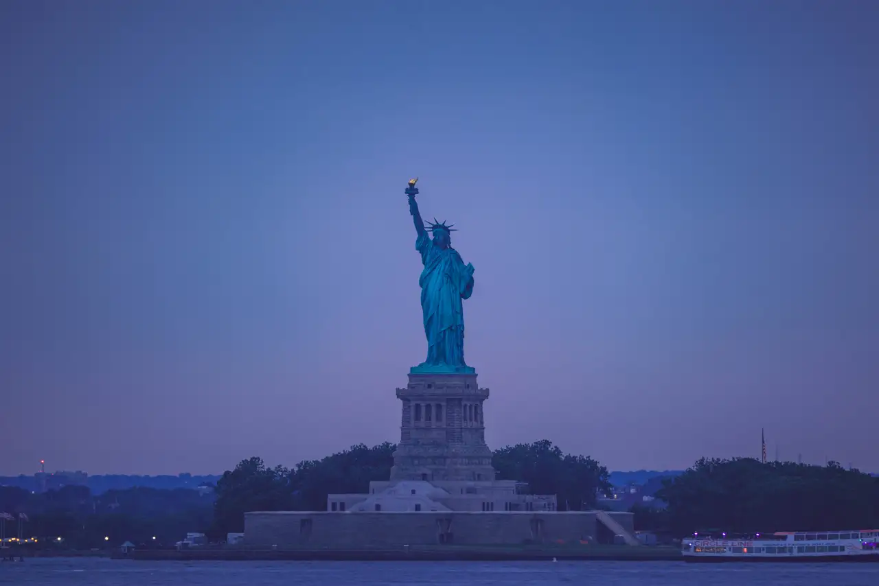 Fine-art photograph, “Statue of Liberty at Blue Hour, Evening Momentum - _FIV4444.JPG,” from the New York City collection.