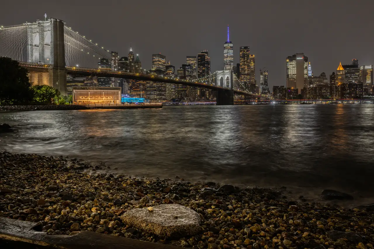 Fine-art photograph, “Brooklyn Bridge and Lower Manhattan Reflections - _FIV4500.JPG,” from the New York City collection.
