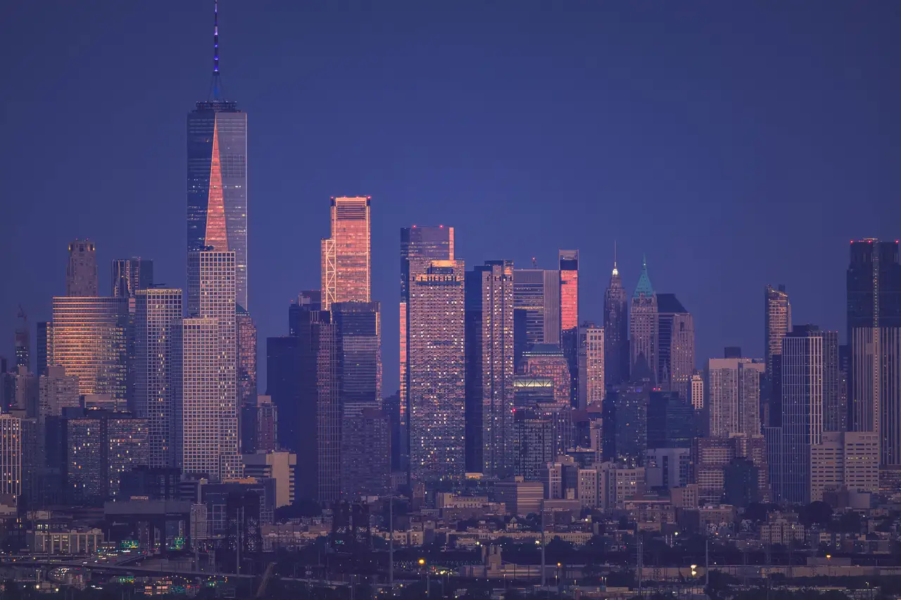 Fine-art photograph, “Lower Manhattan Skyline at Sunset, Evening Momentum - _FIV8242.JPG,” from the New York City collection.