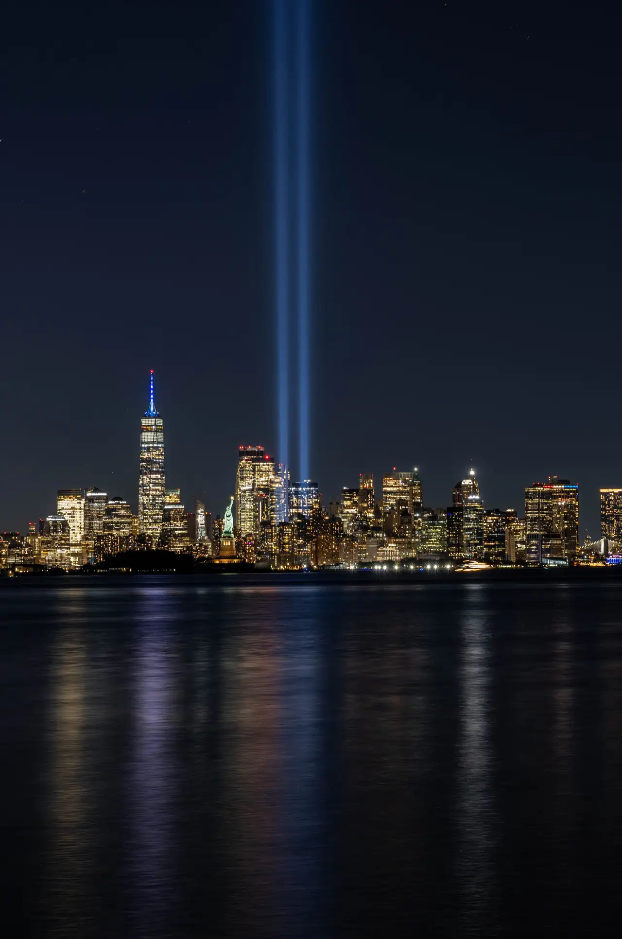 Fine-art photograph, “Lower Manhattan and 9/11 Tribute Lights Across the Hudson - _FIV8284.JPG,” from the New York City collection.