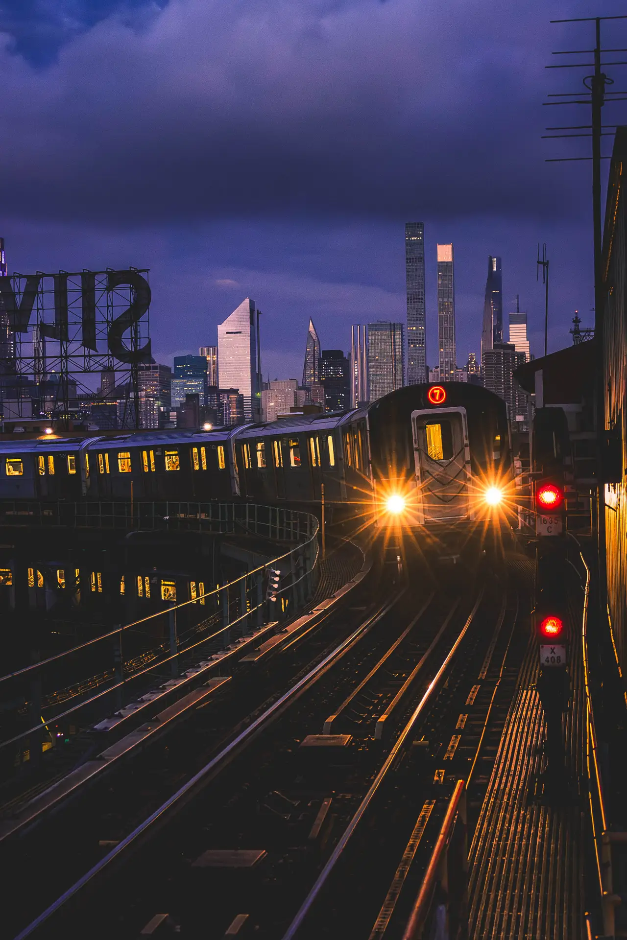 Fine-art photograph, “New York Subway Train and Midtown Skyline - _FIV8645.JPG,” from the New York City collection.