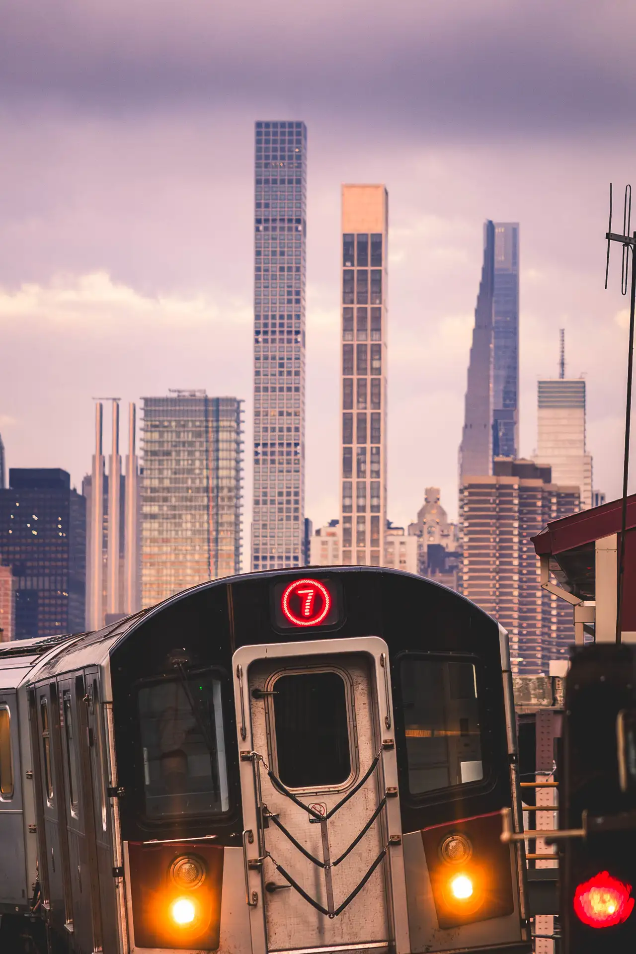 Fine-art photograph, “New York Subway Train and Midtown Buildings - _FIV9212.JPG,” from the New York City collection.