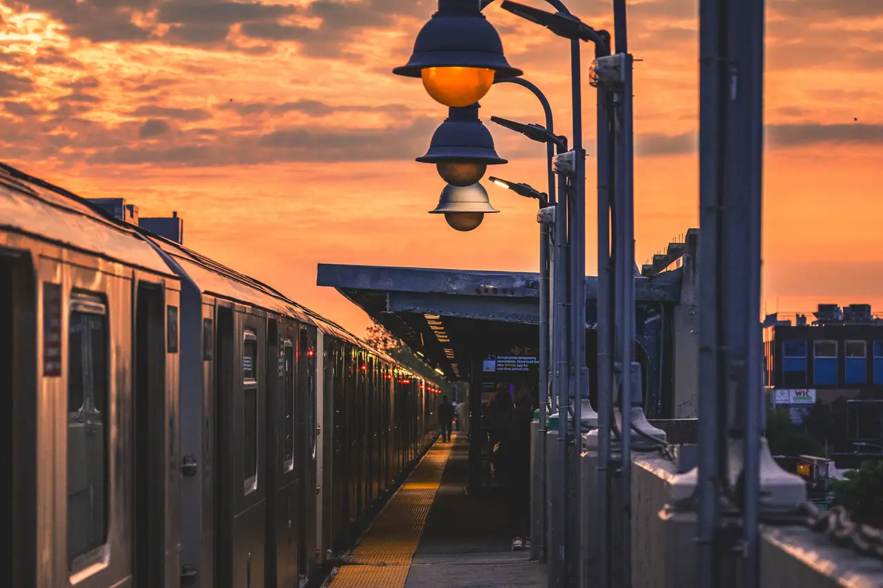 Fine-art photograph, “New York Subway Platform at Sunset - _FIV9493.JPG,” from the New York City collection.