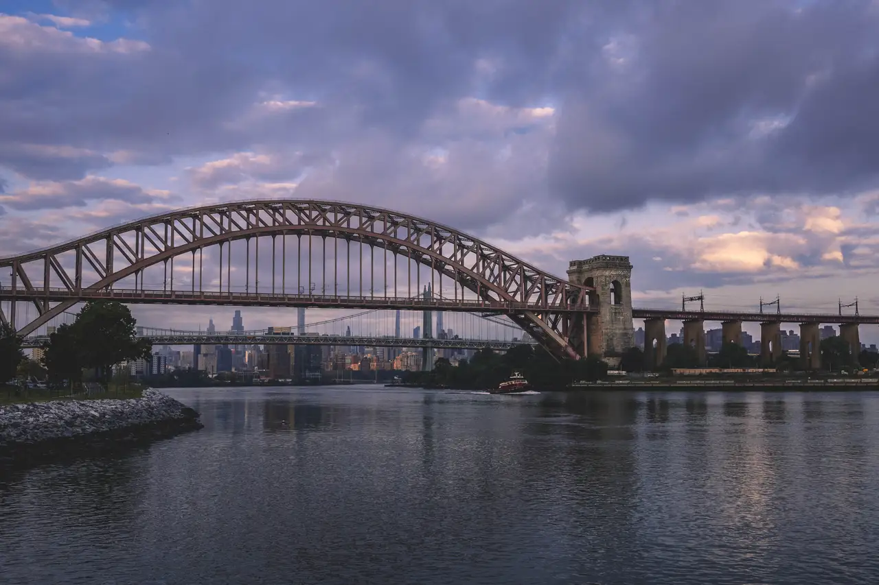 Fine-art photograph, “New York City Arch Bridge Beneath Storm Clouds - _FIV9546.JPG,” from the New York City collection.