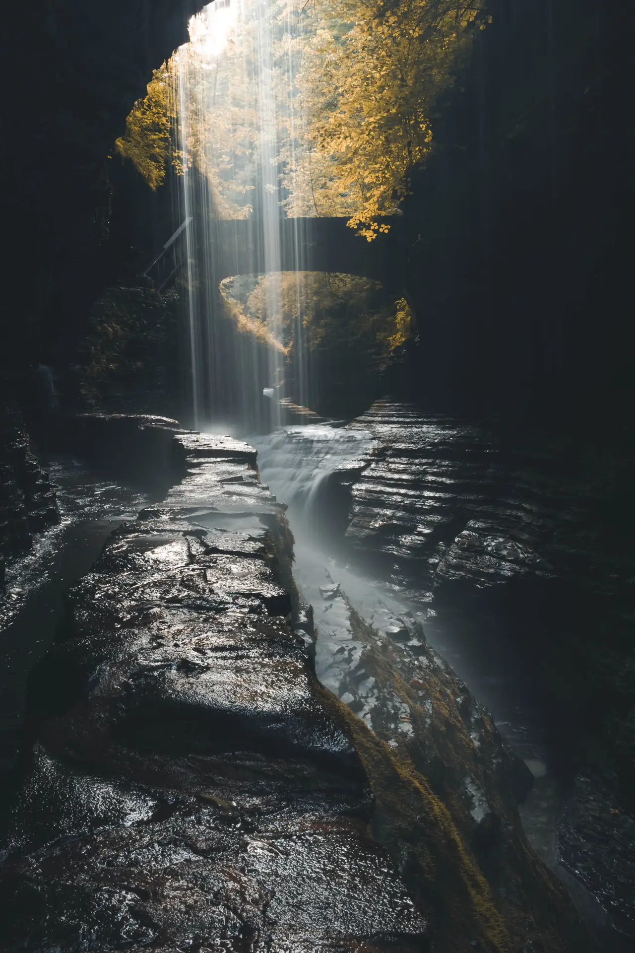 Fine-art photograph, “Watkins Glen Waterfall in a Rock Chamber - _FIV5876.JPG,” from the New York State - Watkins Glen collection.