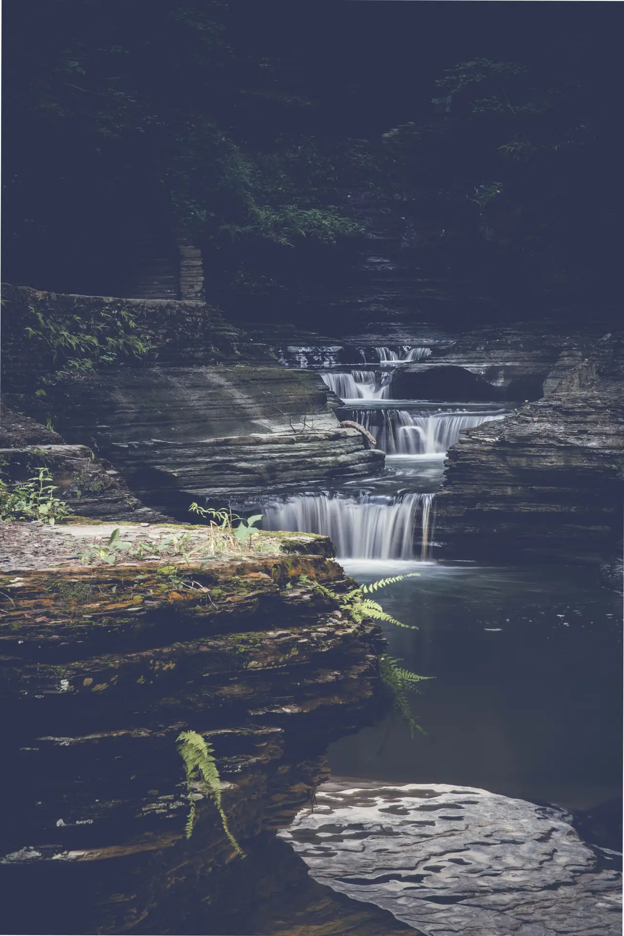 Fine-art photograph, “Watkins Glen Waterfall Over Layered Stone - _FIV5943.JPG,” from the New York State - Watkins Glen collection.