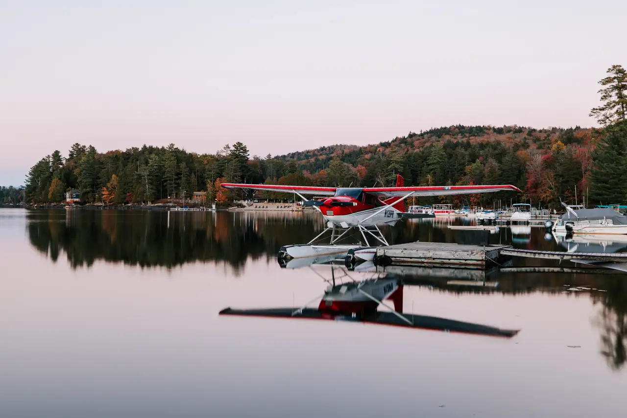 Fine-art photograph, “Adirondack Floatplane on a Still Lake - 5M2A0217.JPG,” from the New York State collection.