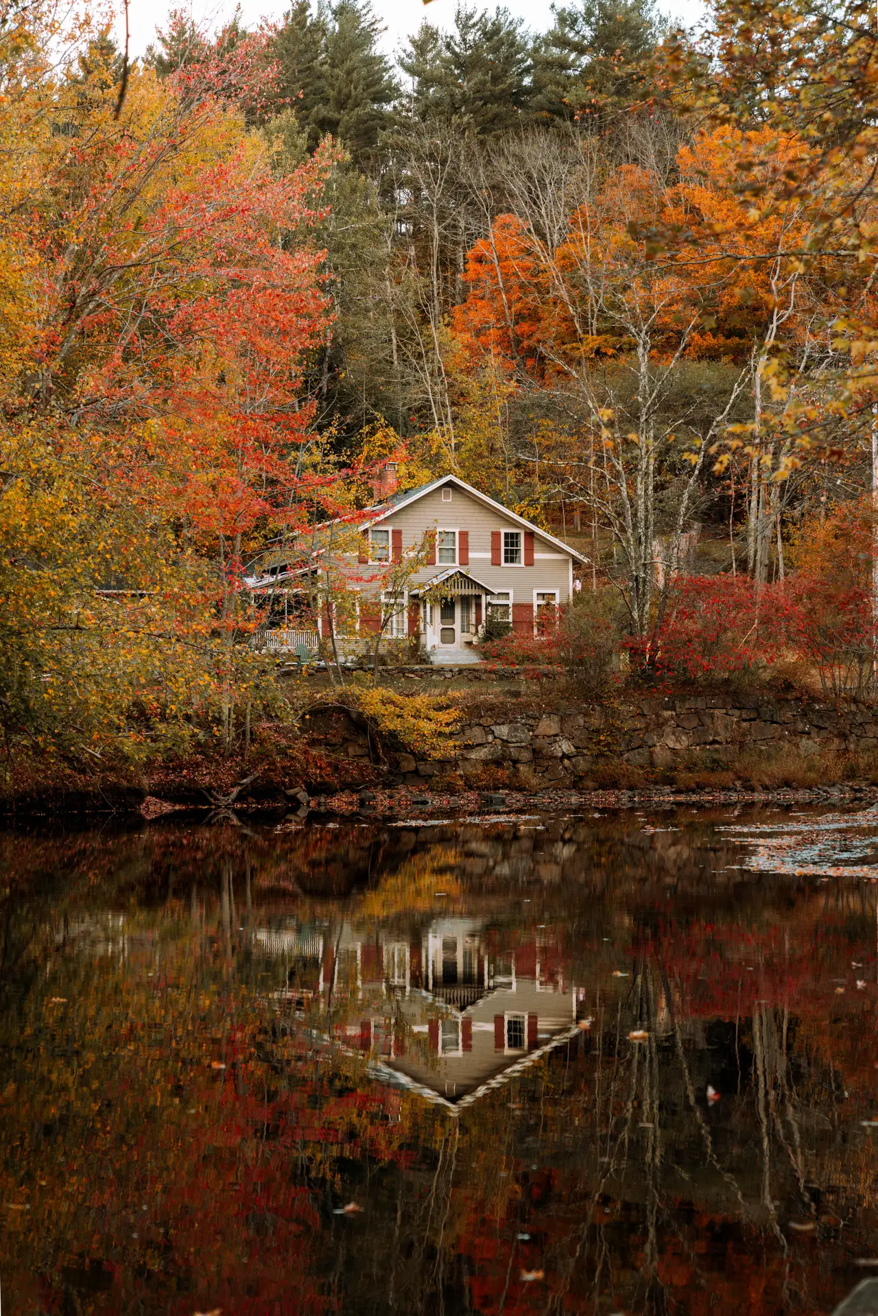 Fine-art photograph, “Adirondack Cottage Reflected in Autumn - 5M2A0522.JPG,” from the New York State collection.
