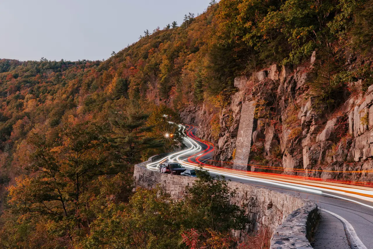 Fine-art photograph, “Adirondack Mountain Road Light Trails in Vertical - 5M2A1371.JPG,” from the New York State collection.