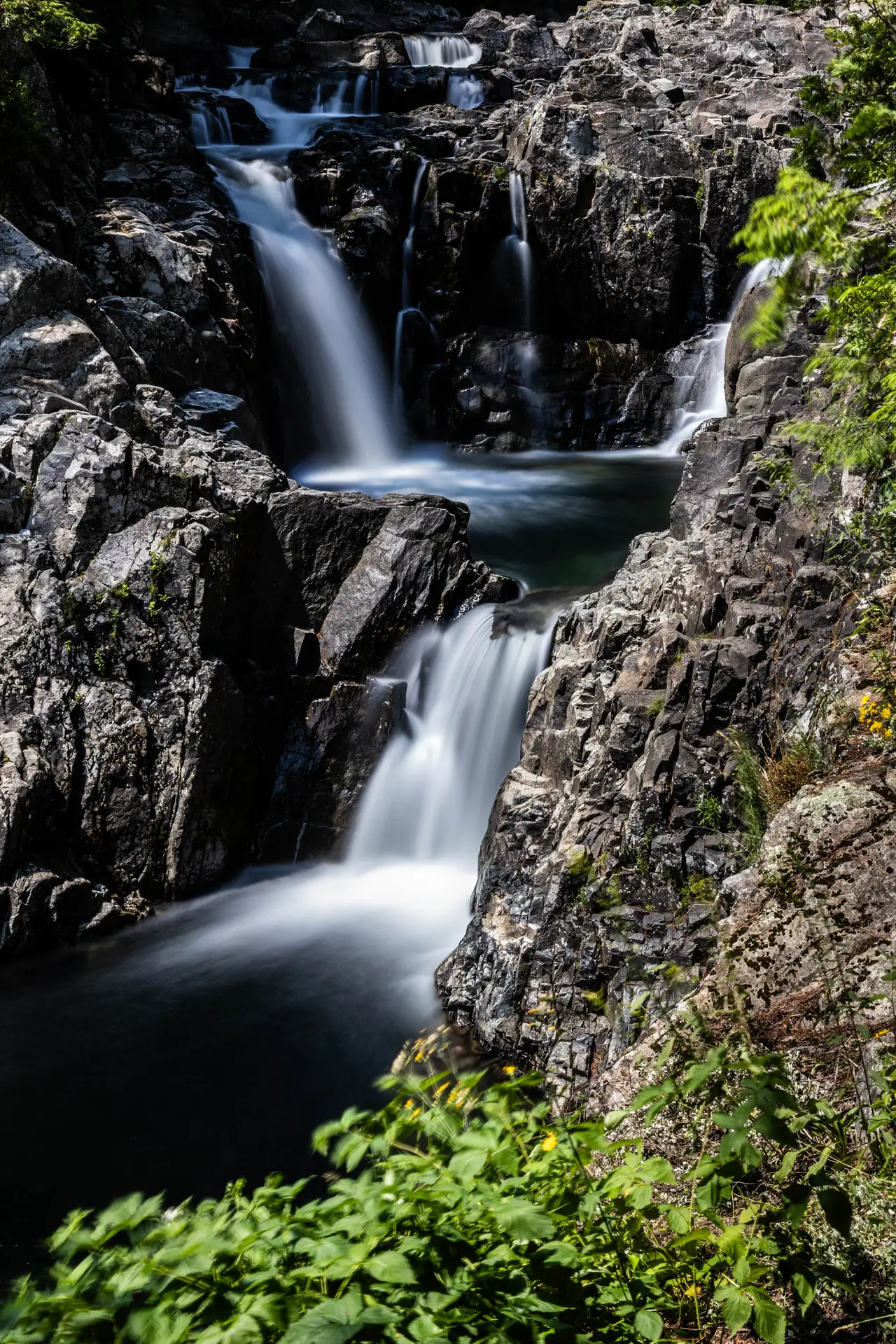 Fine-art photograph, “Rochester Waterfall Over Dark Rock - _FIV4953.JPG,” from the New York State collection.