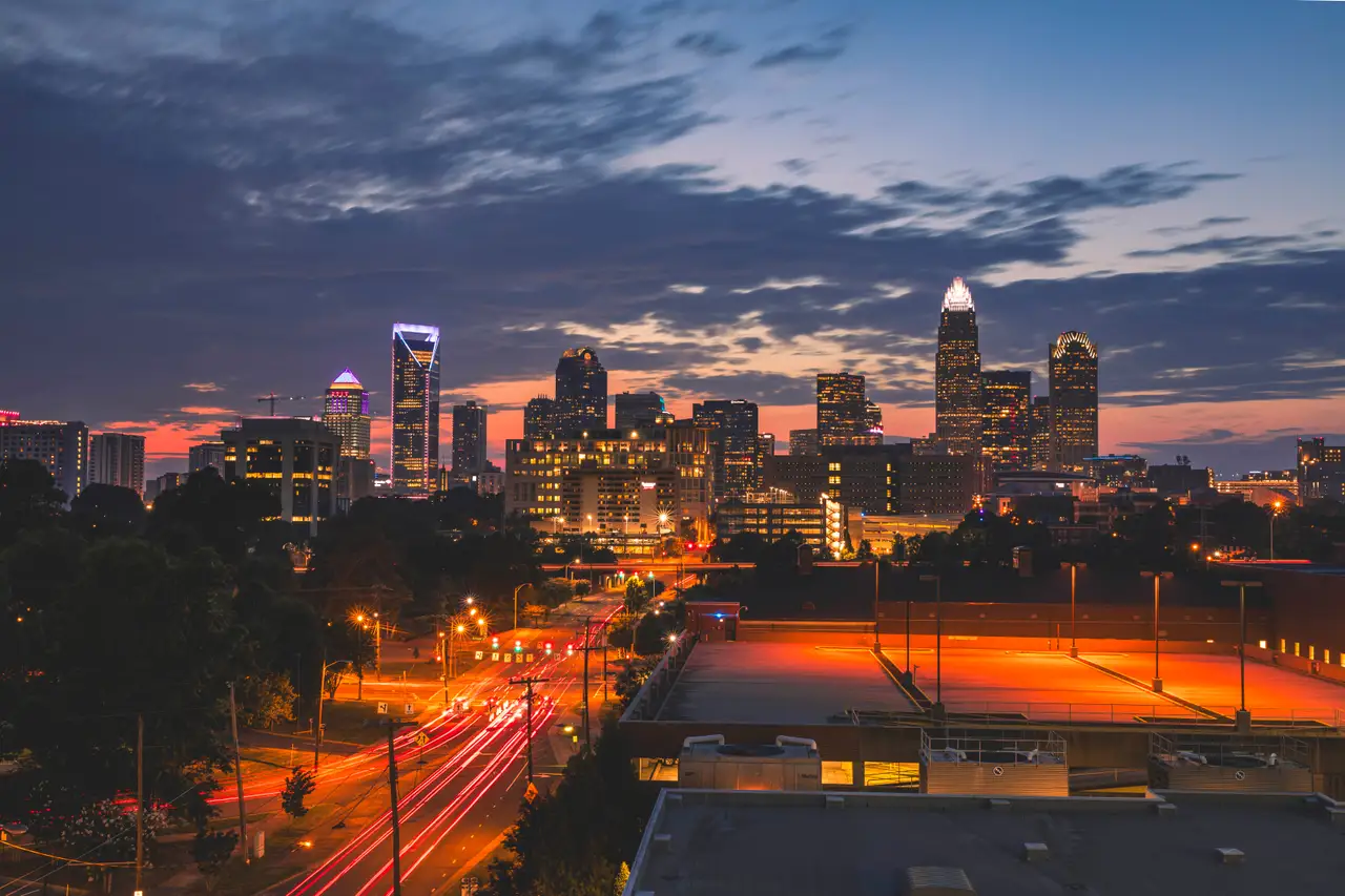 Fine-art photograph, “Charlotte Skyline at Blue Hour - 5DM42975.JPG,” from the North Carolina - Charlotte collection.