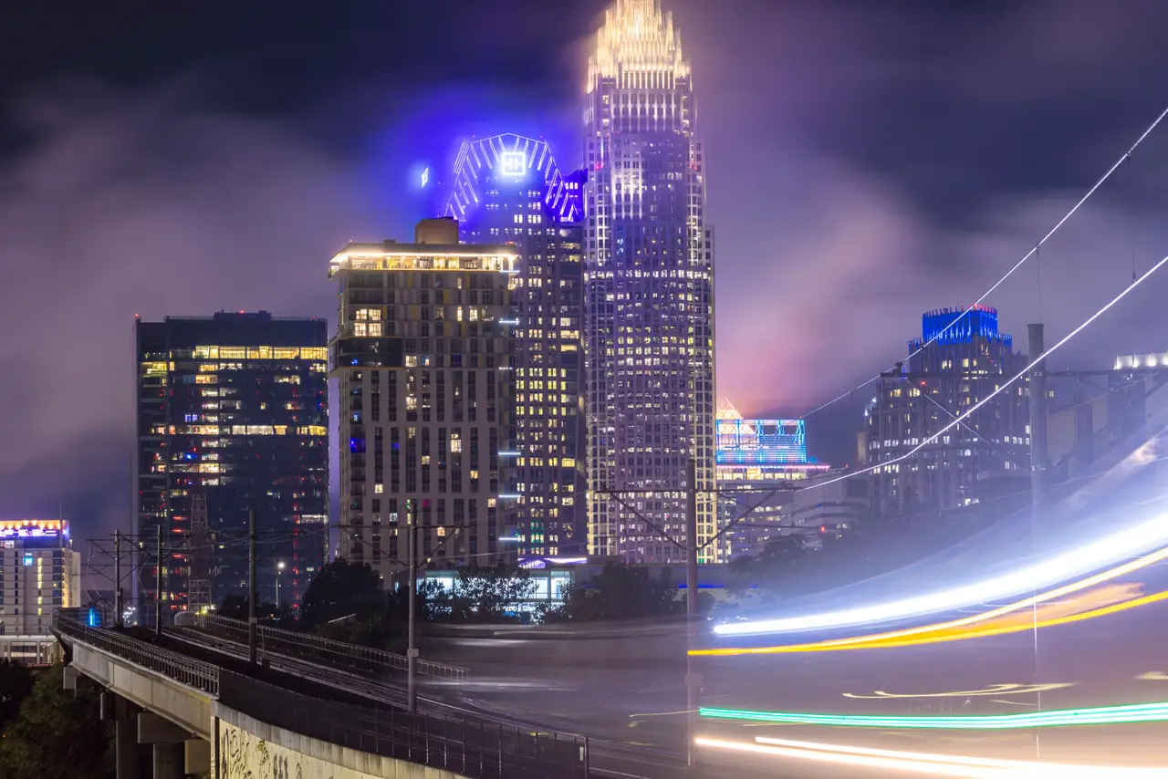 Fine-art photograph, “Uptown Charlotte at Night, Tower Light - _FIV3000.JPG,” from the North Carolina - Charlotte collection.