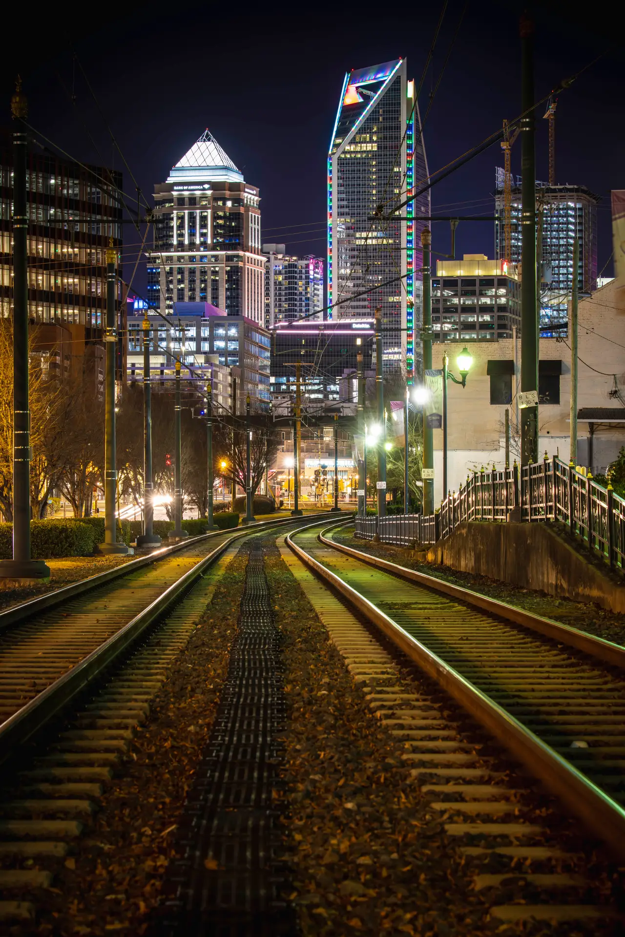 Fine-art photograph, “Charlotte Light Rail Tracks Toward Uptown - RFIV4315.JPG,” from the North Carolina - Charlotte collection.