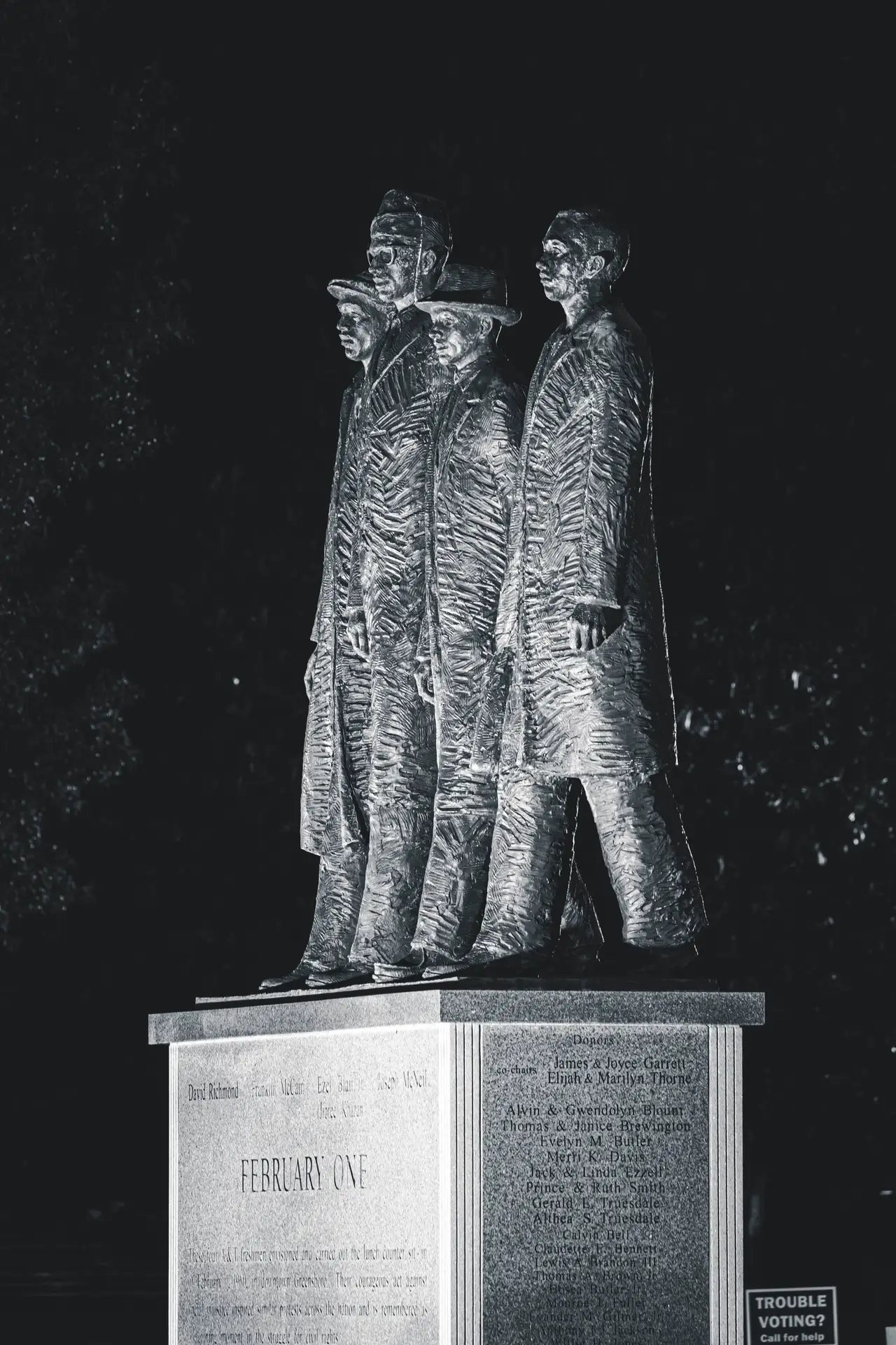 Fine-art photograph, “A&T Four Monument at Night, Far Country - 5DM43265.JPG,” from the North Carolina collection.