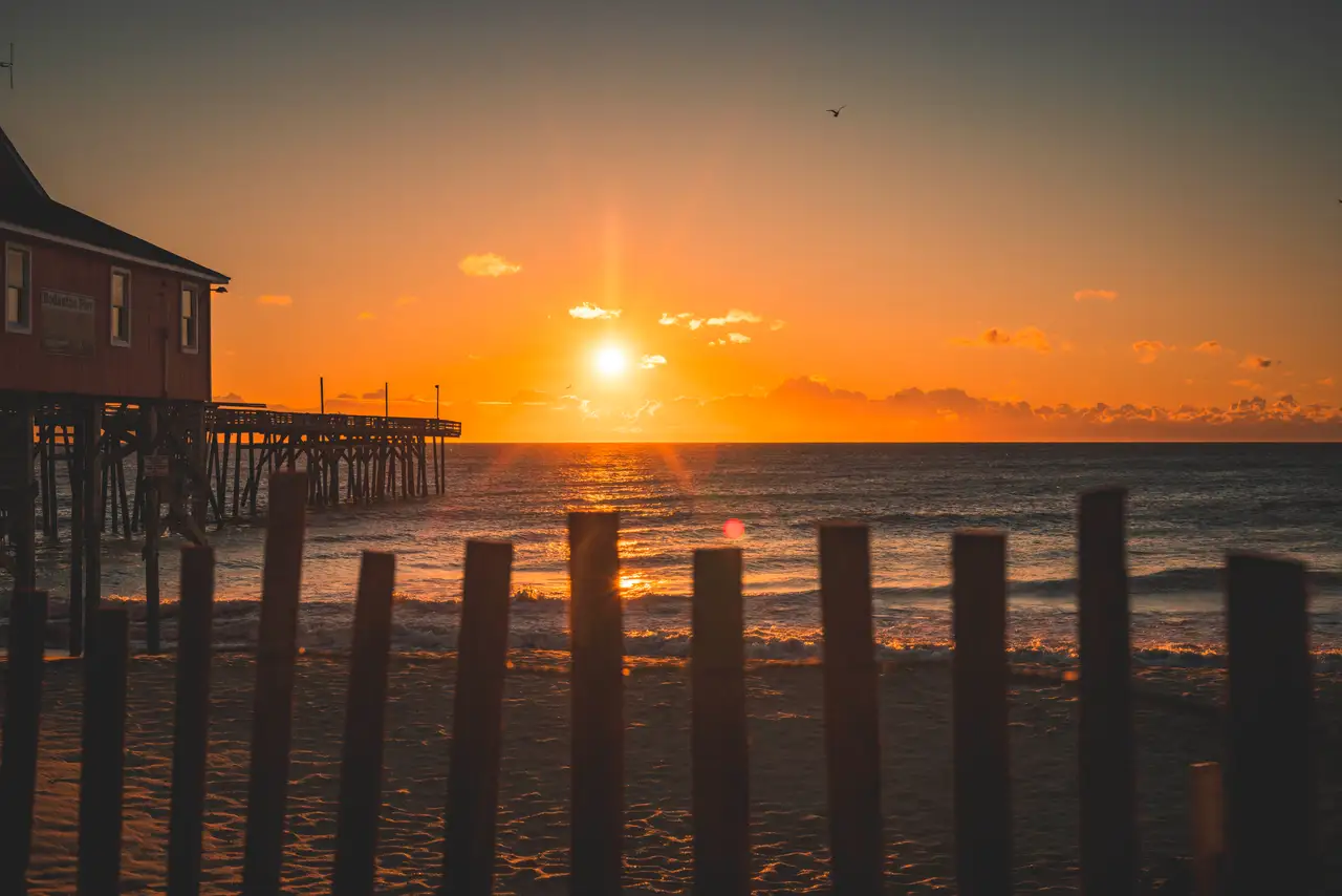 Fine-art photograph, “Outer Banks Sunset Pier - RFIV6292.JPG,” from the North Carolina collection.