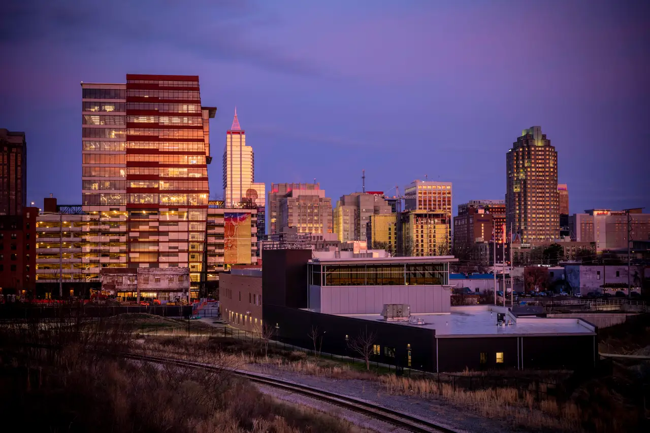 Fine-art photograph, “Raleigh Skyline at Blue Hour, Forest Hush - RFIV5966.JPG,” from the North Carolina collection.