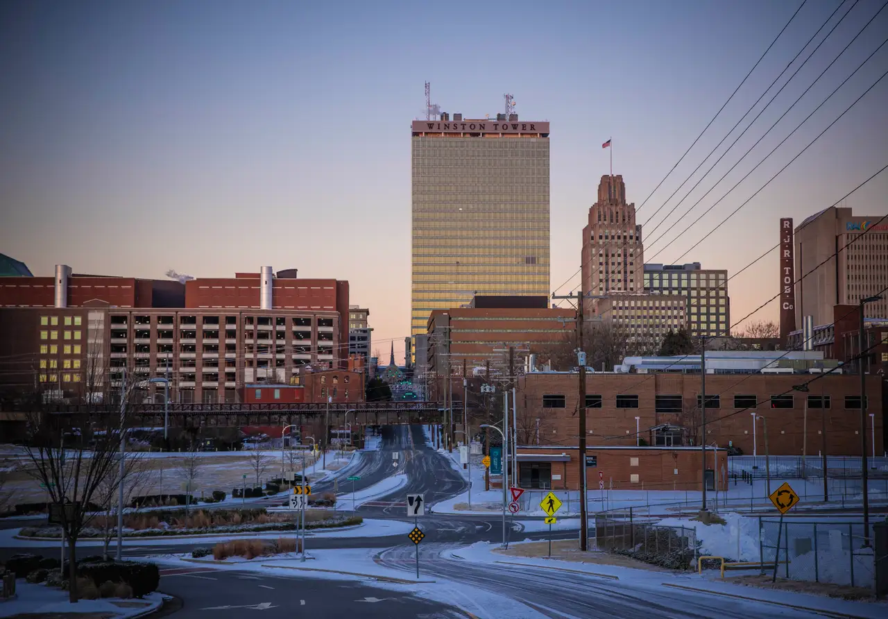 Fine-art photograph, “Winston-Salem Skyline in Winter, Clear Break - RFIV4744.JPG,” from the North Carolina collection.
