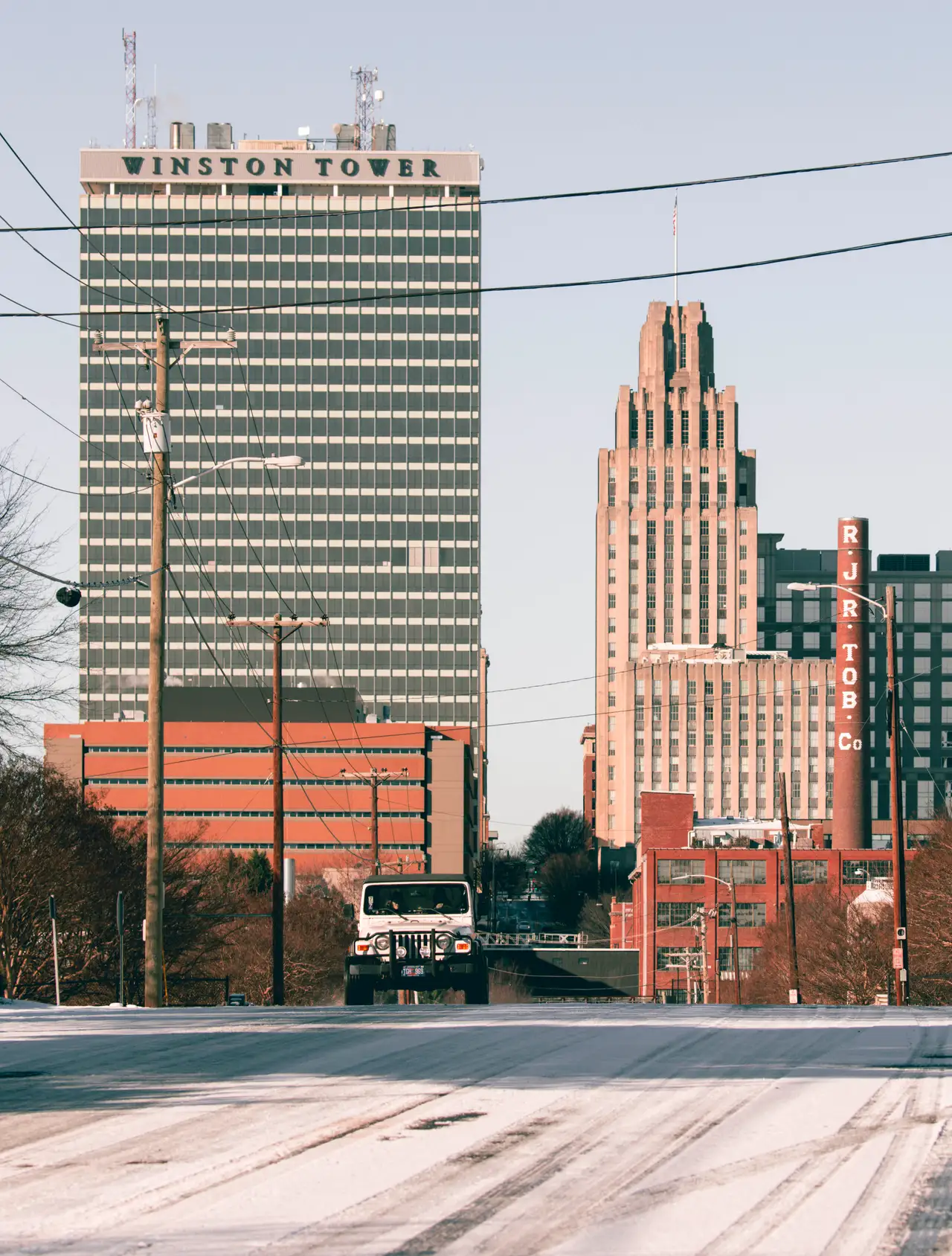 Fine-art photograph, “Winston-Salem Skyline in Winter, Between Storms - RFIV4948.JPG,” from the North Carolina collection.