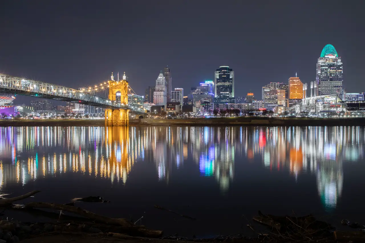 Fine-art photograph, “Cincinnati Skyline Across the Ohio River at Night - 5DM41960.JPG,” from the Ohio collection.