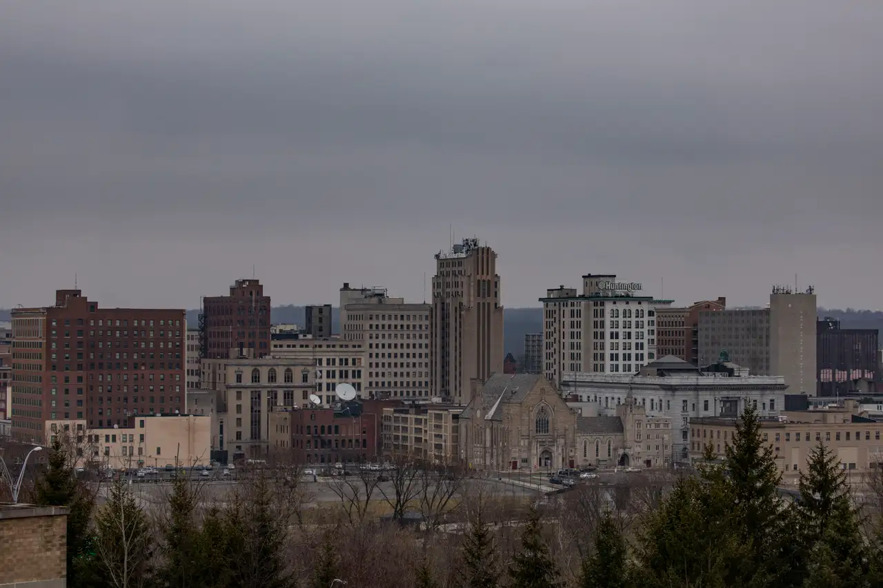 Fine-art photograph, “Youngstown Downtown Under Gray Skies - 5DM42098.JPG,” from the Ohio collection.