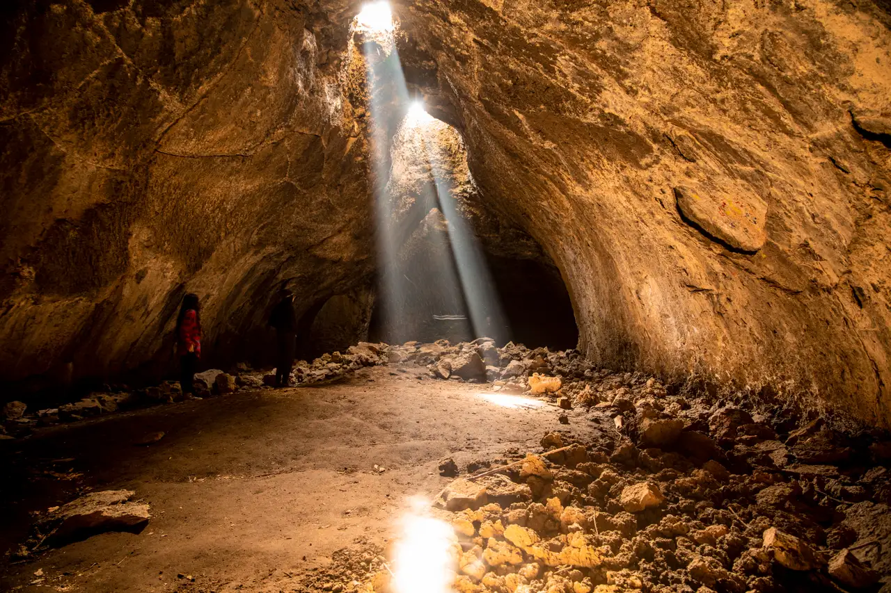 Fine-art photograph, “Sunbeams Inside an Oregon Lava Cave - 5DM40062.JPG,” from the Oregon collection.