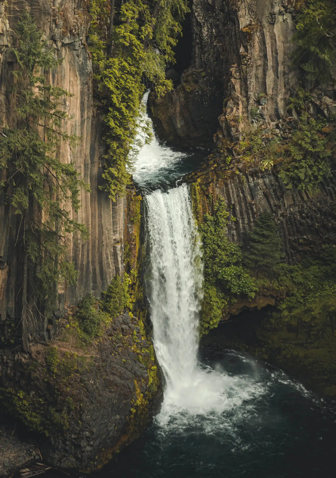 Fine-art photograph, “Oregon Waterfall Beneath Mossy Cliffs - 5DM49901.JPG,” from the Oregon collection.