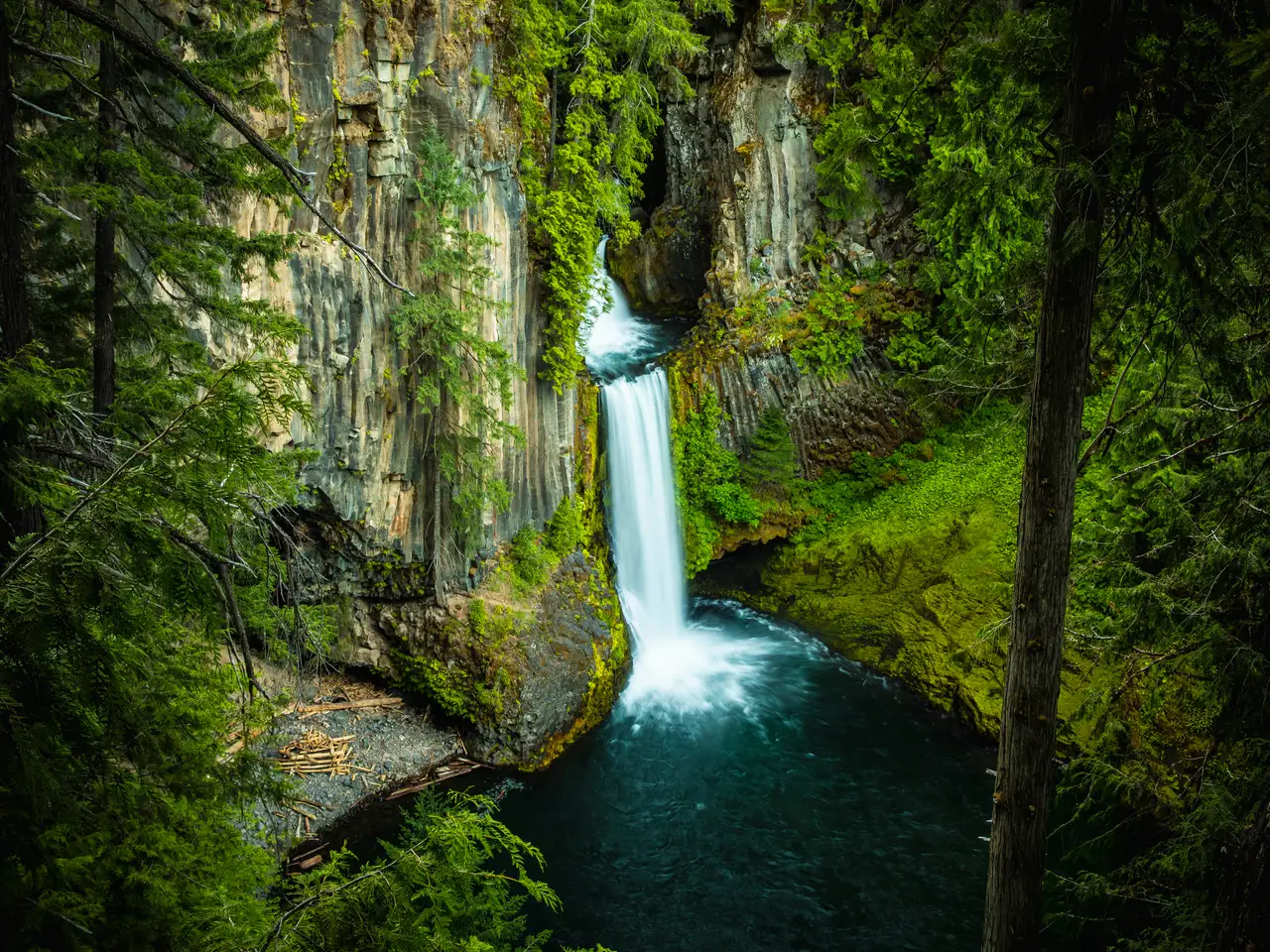 Fine-art photograph, “Oregon Waterfall Framed by Ferns - 5DM49904.JPG,” from the Oregon collection.