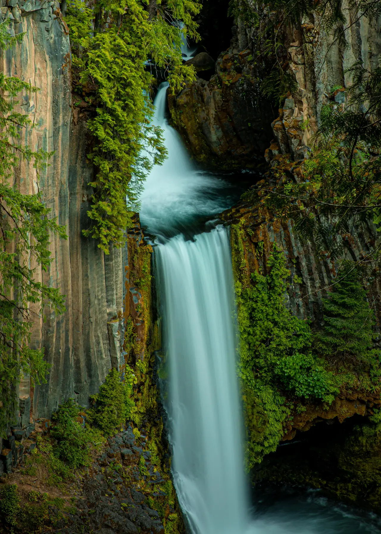 Waterfall in a Fern-Lined Gorge, centered crop for 18 × 24 in.