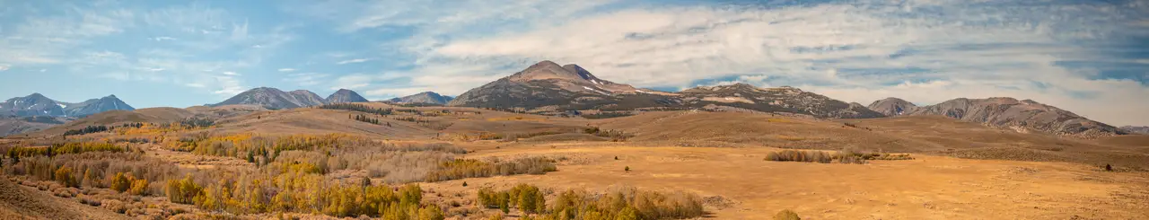 Fine-art photograph, “Sierra Mountain Panorama, Between Storms - California Mountains 5DM46568 Pano,” from the Panoramic collection.