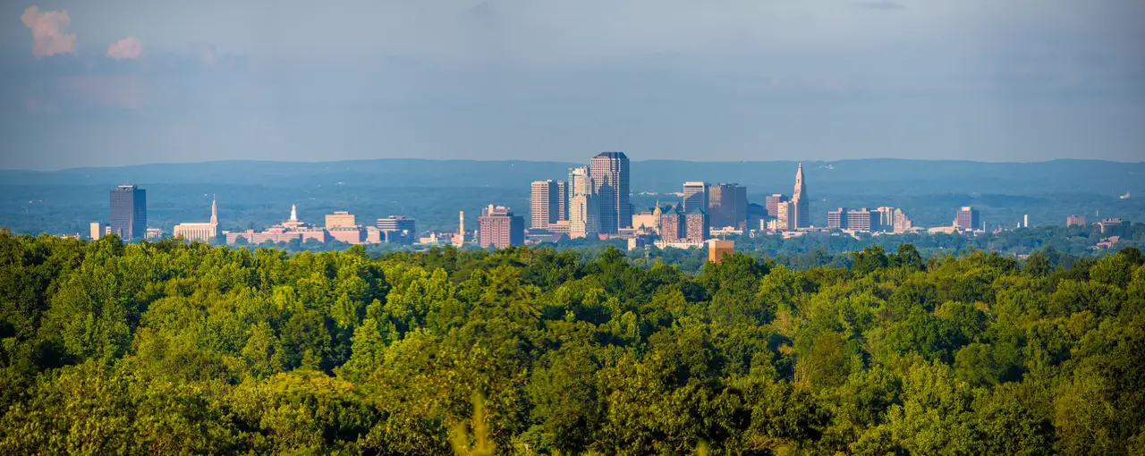 Fine-art photograph, “Hartford Skyline Across the Connecticut River Panorama - Hartford CT RFIV1424 Pano,” from the Panoramic collection.