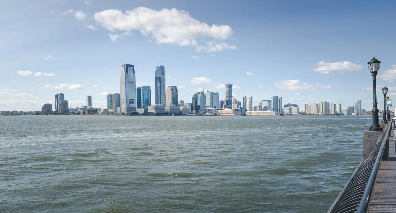Fine-art photograph, “Lower Manhattan Skyline from Jersey City Panorama - Jersey City, NJ RFIV2173 Pano,” from the Panoramic collection.